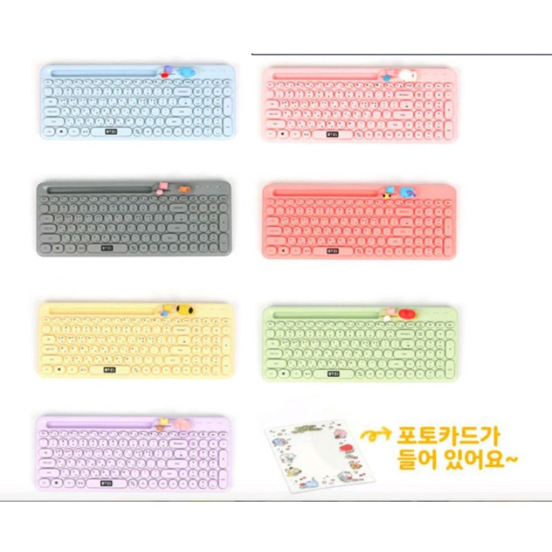 🇰🇷Multi Pairing Wireless Keyboard BT21 Licensed by Line Friends Ori Korea Keyboard Hangul