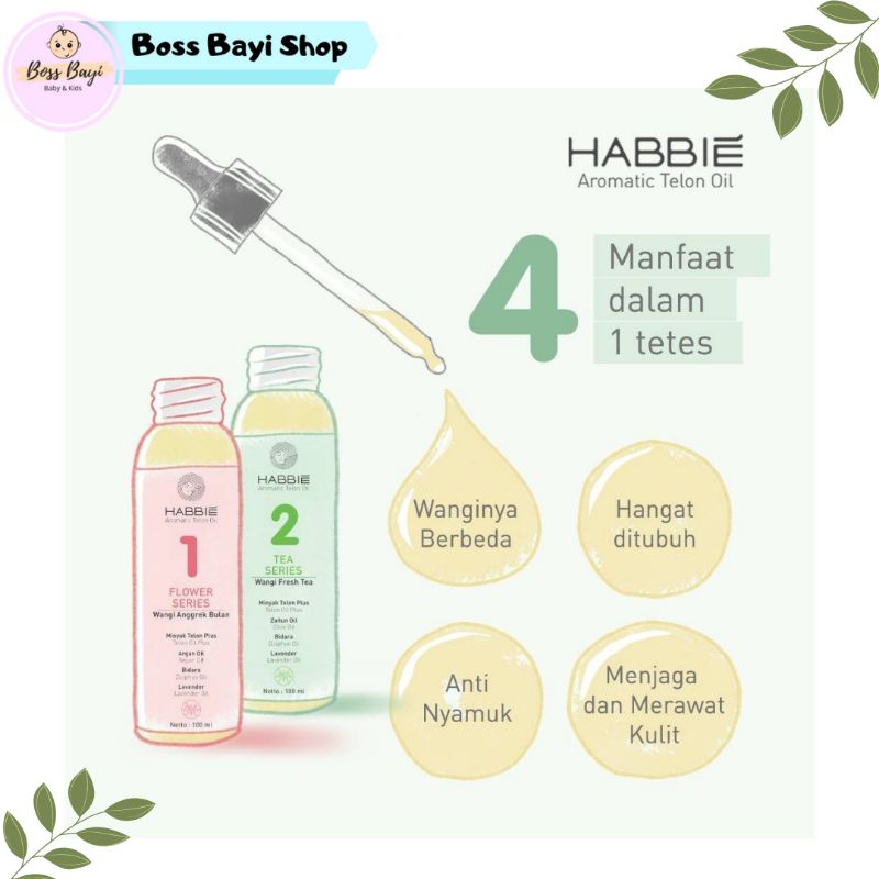 HABBIE - Aromatic Telon Oil /Minyak Telon Bayi Anak Wangi Bunga / Teh (Aromatic Flower/ Tea Series)