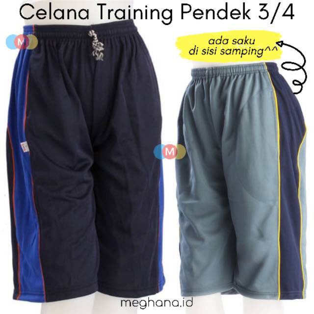  CELANA  TRAINING JOGGER  SPORT 3 4 PENDEK  SAKU RUNNING GYM 