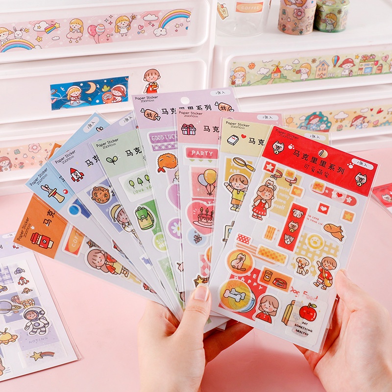 [2 Sticker] Cute Deco Stiker Label Dekorasi / Tempelan Lucu Aesthetic Journal Sticker