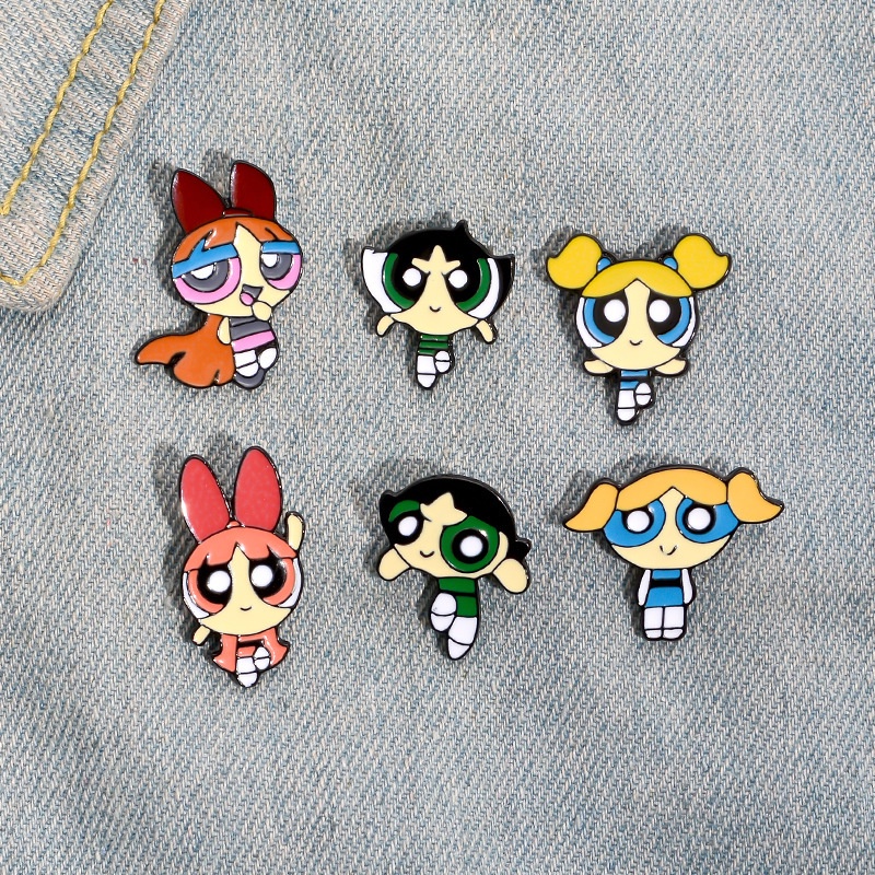 Bros Pin Desain Anime Powerpuff Girls Untuk Aksesoris Tas Ransel