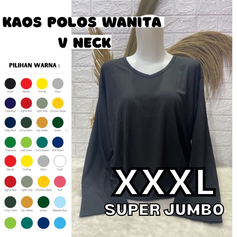 Kaos Polos Panjang Jumbo XXXL Kaos Wanita Polos Jumbo