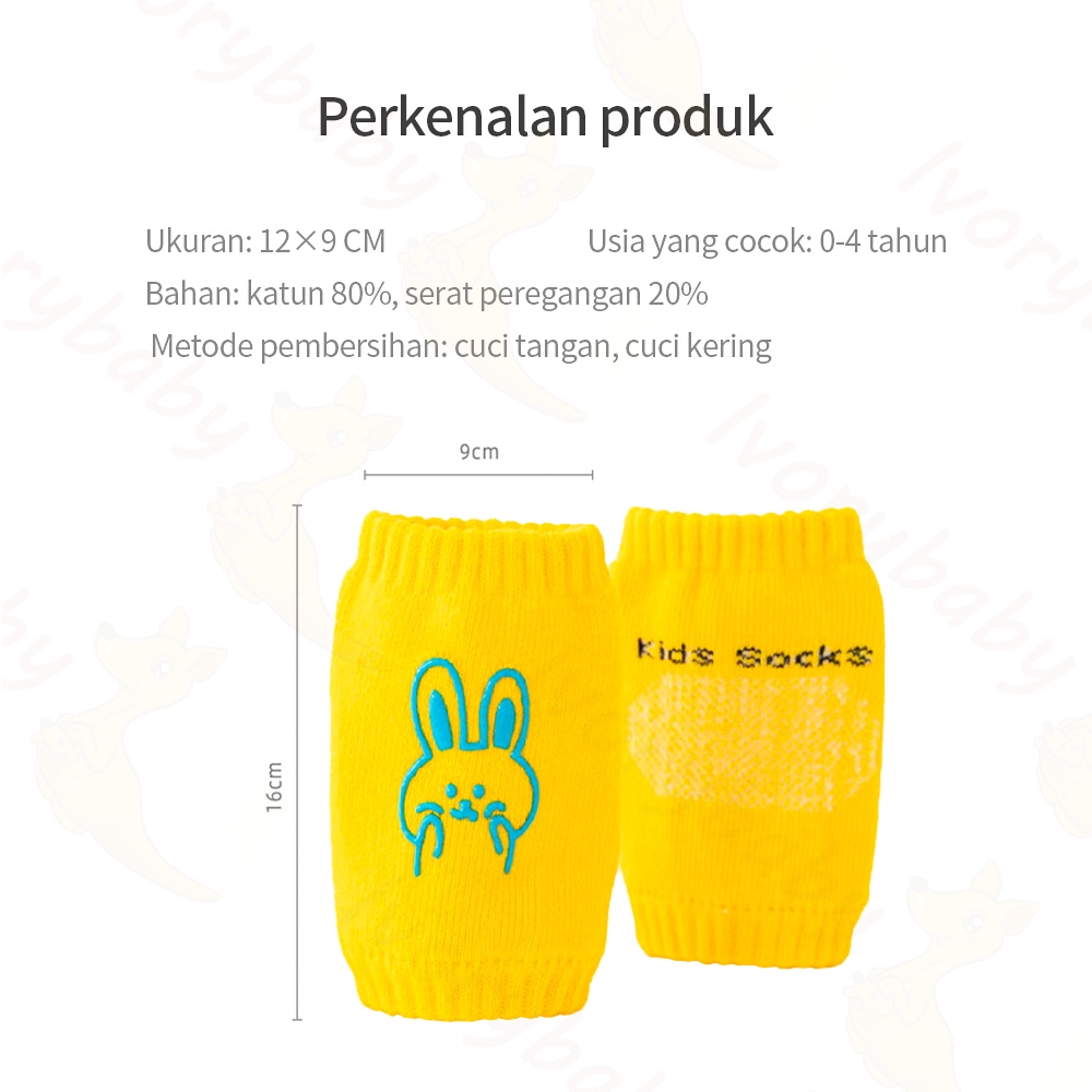 Ivorybaby Knee protector bayi anak anti slip pelindung lutut bayi merangkak bahan katun