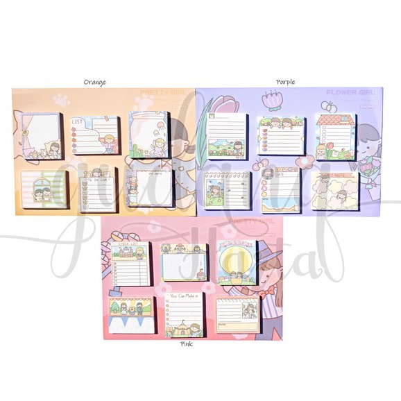 Sticky Notes SET Pretty Girl Notes Isi 6 Motif Cewek Lucu DIY Scrapbook GH 301433