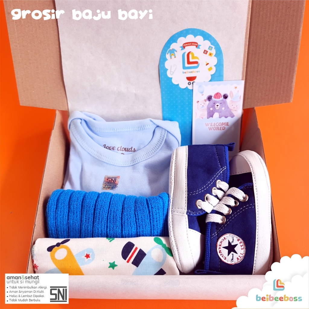 KADO BAYI / HAMPERS BAYI NEWBORN / KADO BAYI / BAJU BAYI/ HAMPERS BABY /GIF BOX BAYI PEREMPUAN / KADO BAYI CEWEK / KADO BAYI COWO / Baju Bayi Perempuan-MOON BIRU