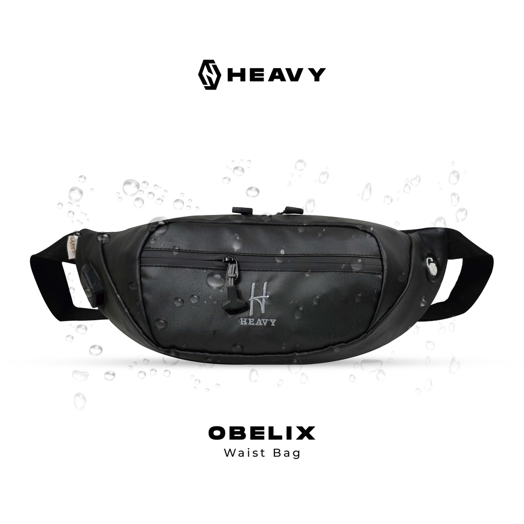 HEAVY - WAISTBAG ORIGINAL OBELIK PREMIUM WATERPROOFF USB CHARGER - TAS SELEMPANG PRIA