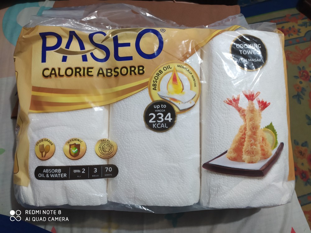 Tisu Dapur Paseo 3 Roll Calorie Absorb 70 Sheet Tissue (no.136)