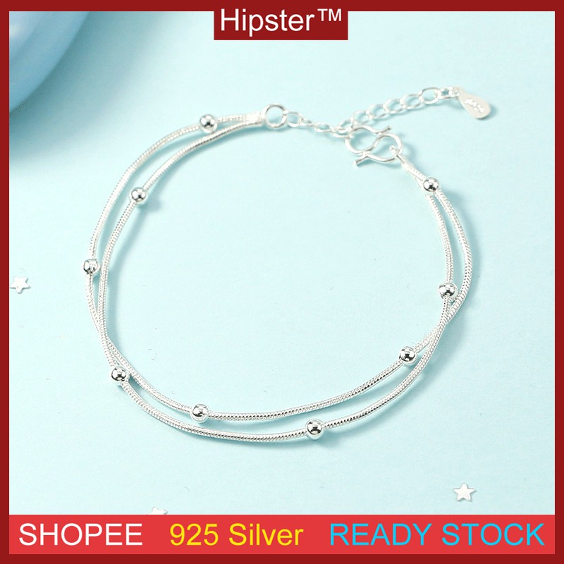 Fashion Aksesoris S925 Sterling Silver Gelang Desain Kepribadian Sederhana