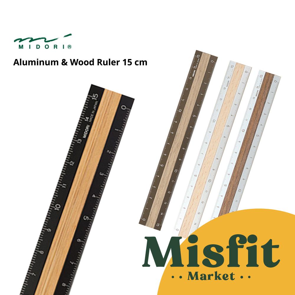 

MIDORI Aluminum & Wood Ruler 15 cm Penggaris Aluminium Kayu Japan