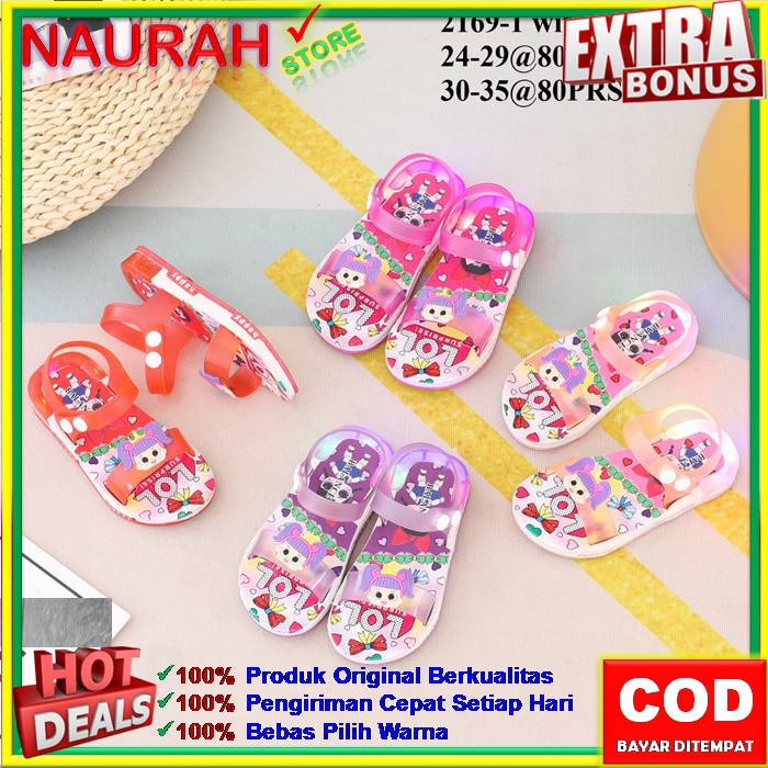 ✨ COD ✔️ Sandal Gunung Anak Jelly Balance 2169 1 Sendal Gunung Anak Karakter Kartun LOL Lampu LED 100% Original Kualitas Import Anti Slip Nyaman Empuk