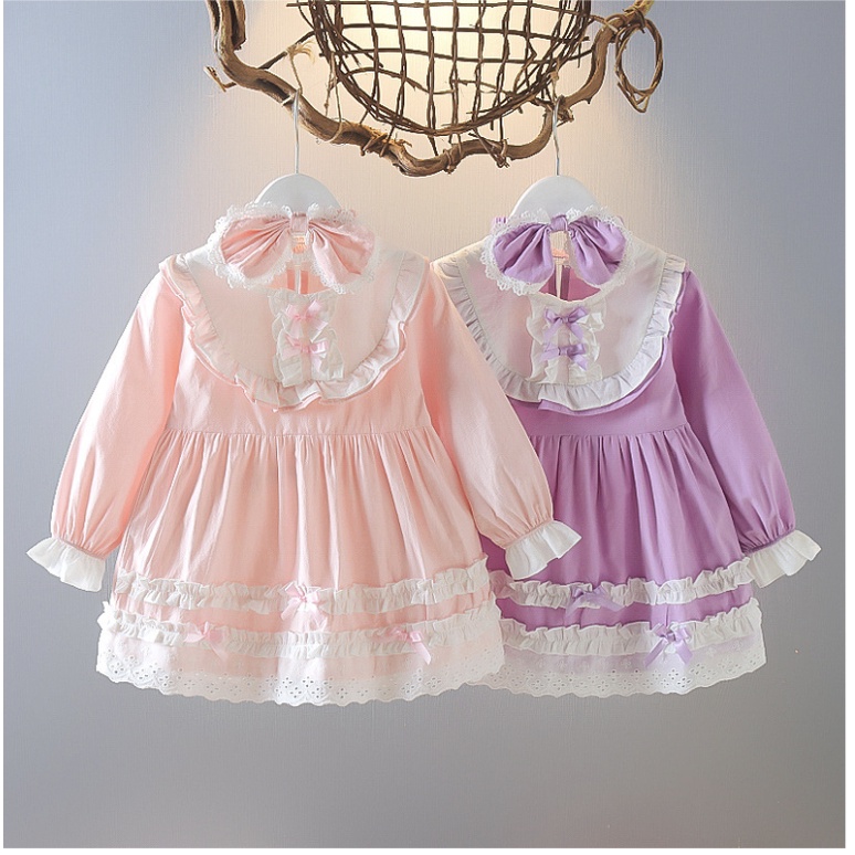 babyfit LOVELY RIBBON baju dress lengan panjang set bando anak perempuan ha-m527