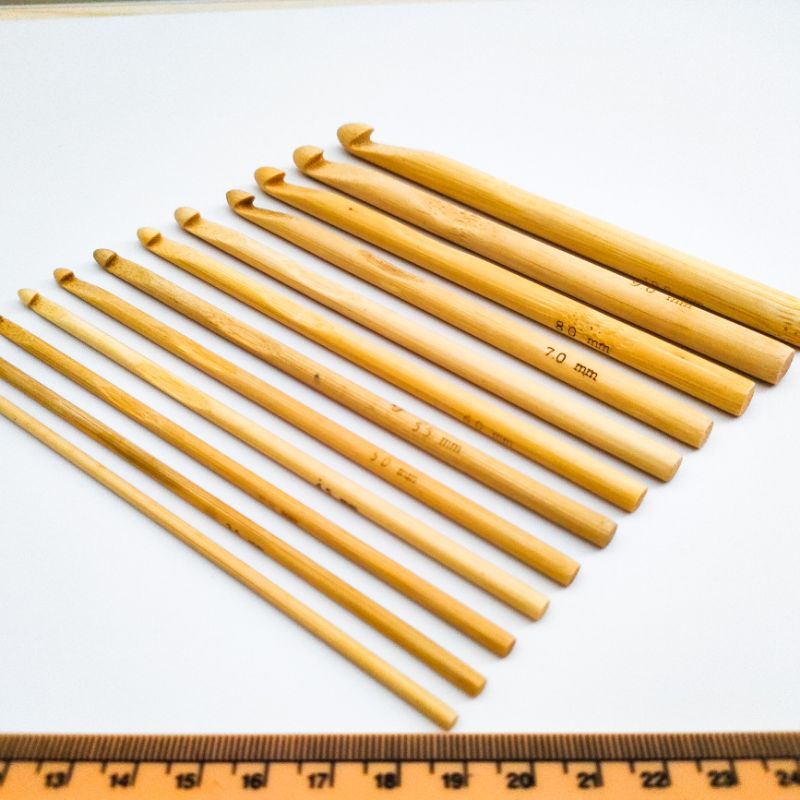 Hakpen Bamboo / Hakpen Bambu / Bamboo Crochet Hooks / Alat Rajut Bambu / Jarum Rajut Bambu / Hakpen 