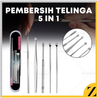 Korek Pembersih Telinga Stainless Steel Set 7pcs / Alat Pembersih Telinga Korek Kuping Besi Stainless