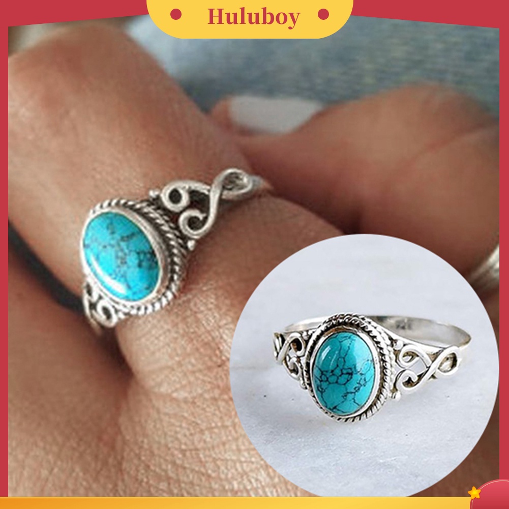 Hu Hu Hu Hu Hu Alat Bantu Pasang Kacamata♡ Cincin Batu Permata Turquoise Alami Antik Vintage Untuk Hadiah Pernikahan