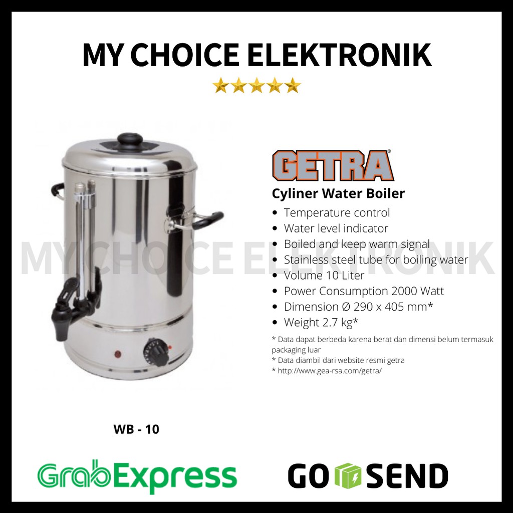 GETRA CYLINDER WATER BOILER WB-10L