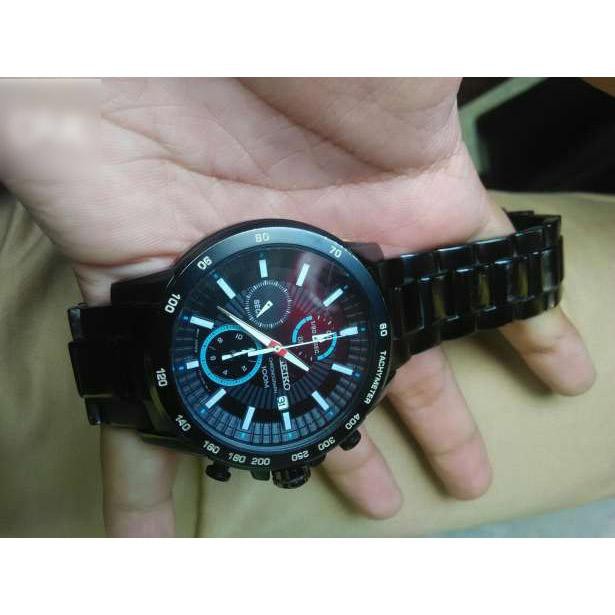 Seiko Criteria SNDC77P1 Quartz Chronograph Black Bracelet | Jam Pria SNDC77