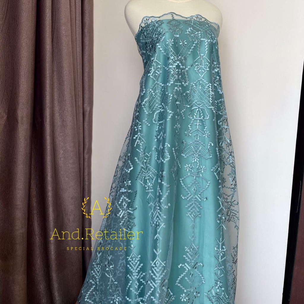 Bahan Kebaya Tile Bordir Aphrodite Design By Sapto Warna Hijau Wardah