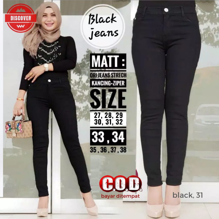 CELANA JEANS PANJANG PENSIL JUMBO WANITA MURAH KEKINIAN WARNA NAVI HITAM PUTIH ICEBLUE