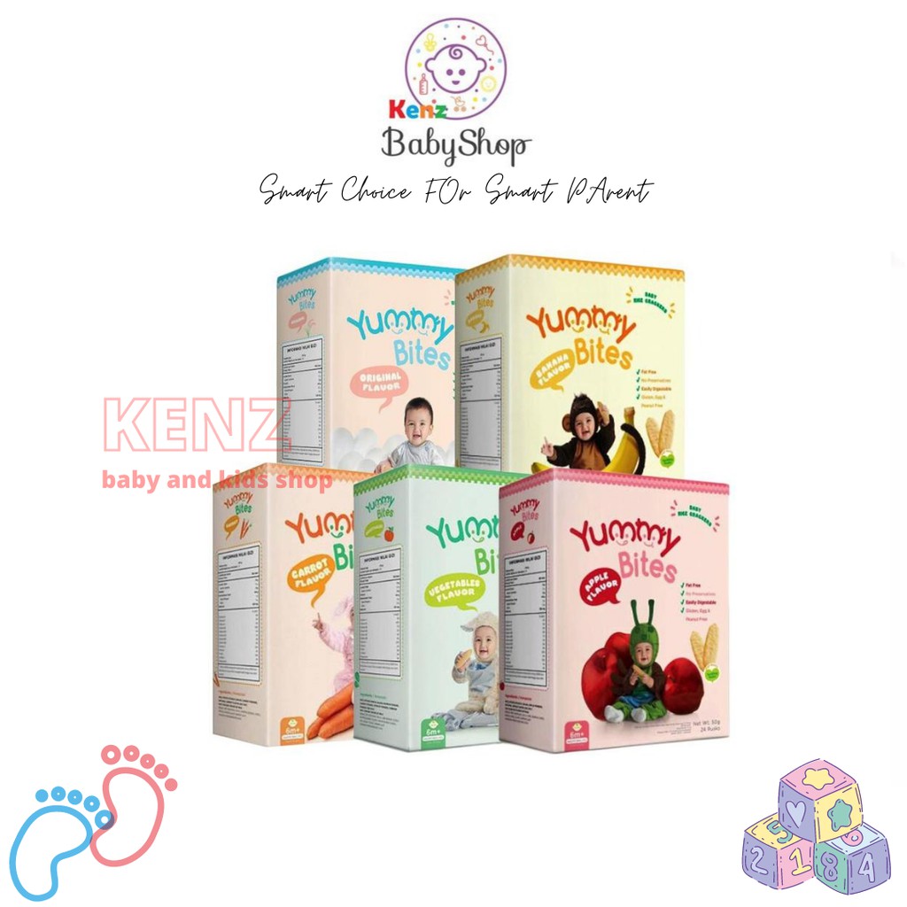 Yummy Bites Baby Rice Crackers Snack Bayi B   iskuit Bayi 50