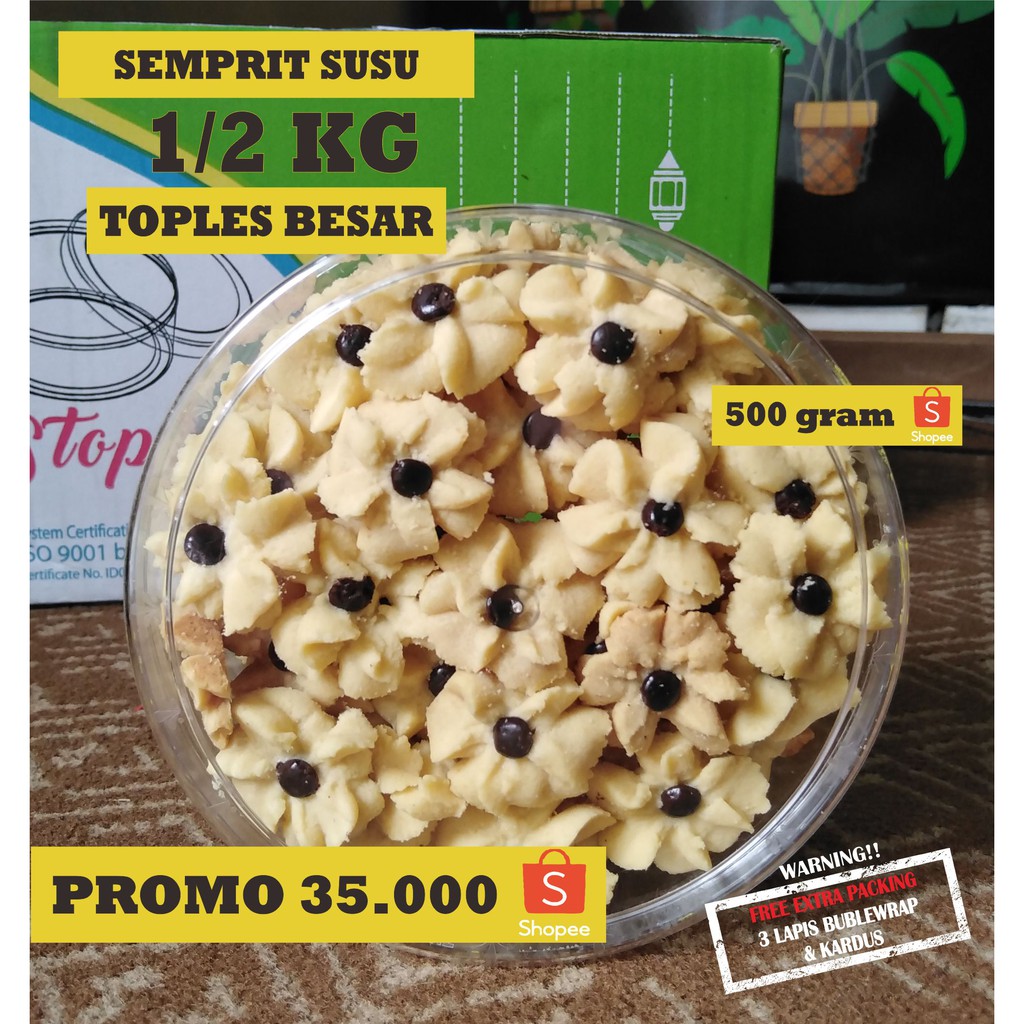 

Kue Kering Semprit Susu Toples 500gram | Kue Kering Lebaran | Kue Kering Kiloan | Hampers Cookies