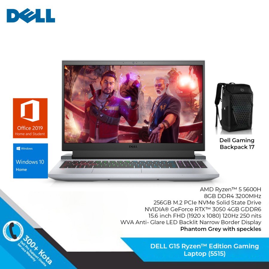 DELL G15 5515 Ryzen 5 5600H 8GB 256GB RTX3050 W10 OHS Gaming Laptop