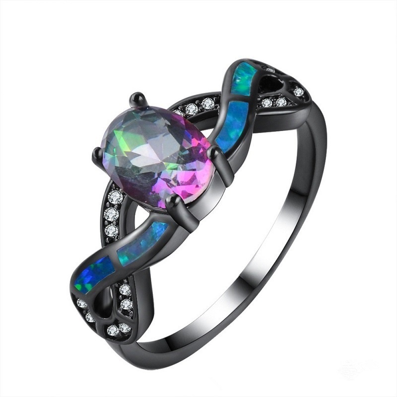 New style ring European and American fashion opal diamond ring