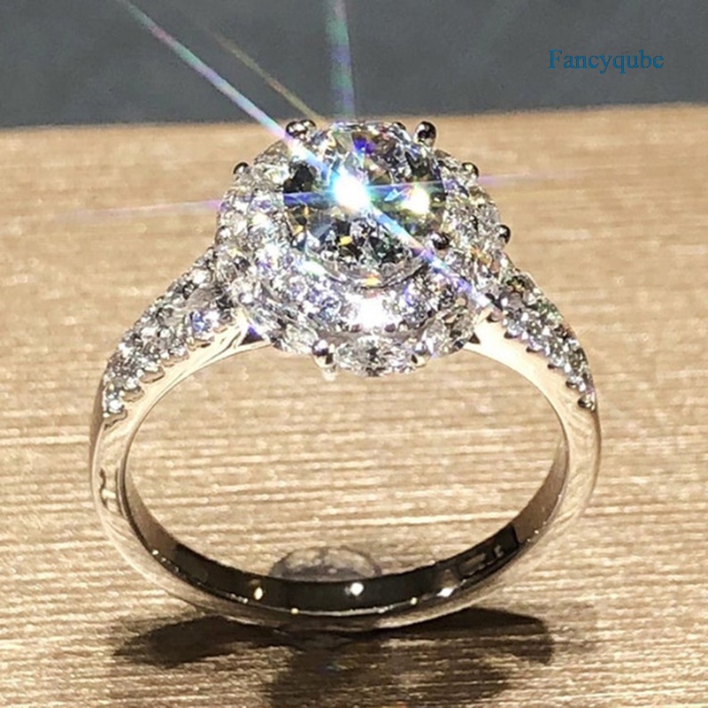 Fancyqube Cincin Berlian Zircon 18k Warna Kuning Emas Untuk Pertunangan