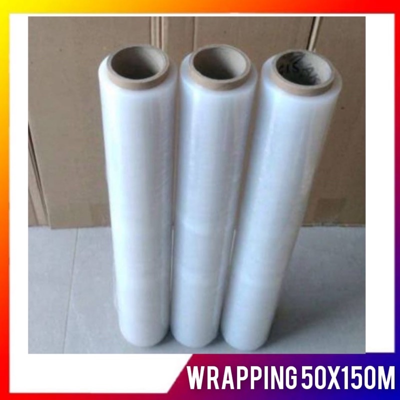 PLASTIK WRAPPING BARANG 50x150m / STRETCH FILM PLASTIK WRAP DELKOWRAP 50CM x 150Meter