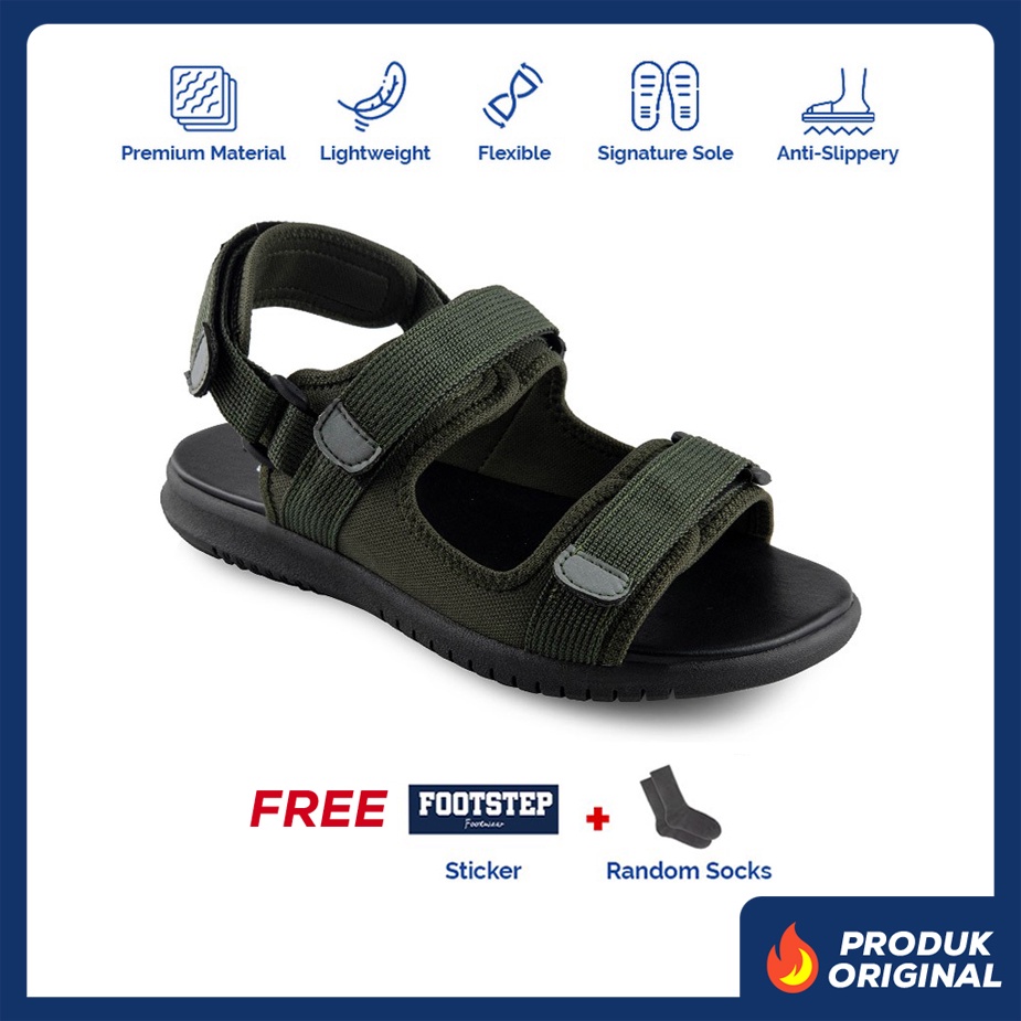 BIONIC ARMY ORIGINAL x FOOTSTEP Sandal Casual Pria Sendal Gunung Kasual Jalan Santai Harian Main Hangout Lebaran Fashion Distro Remaja Traveling Outdoor Premium Travelling Footwear Tali 2 Strap Big Size Jumbo Ukuran Besar 44 Keren Terbaru Kekinian Branded