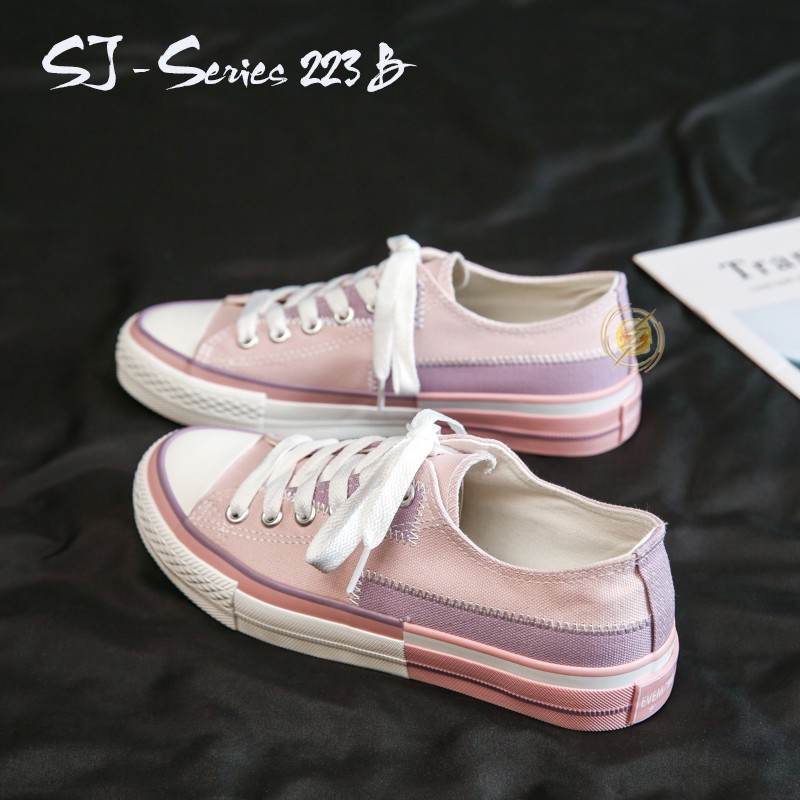 [NOOS] (FREE BOX)  Sepatu Sneakers Wanita Casual Wear Back To School Import Kualitas Super Premium-223 B - Pink