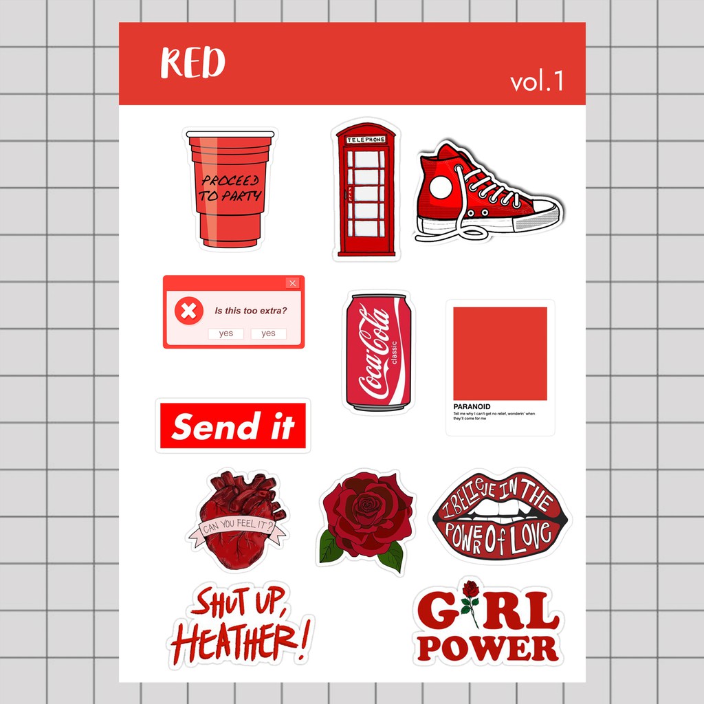 

Stiker Tumblr HP aesthetic / Stiker Laptop custom / stiker HP / Stiker Kpop | RED VOL. 1