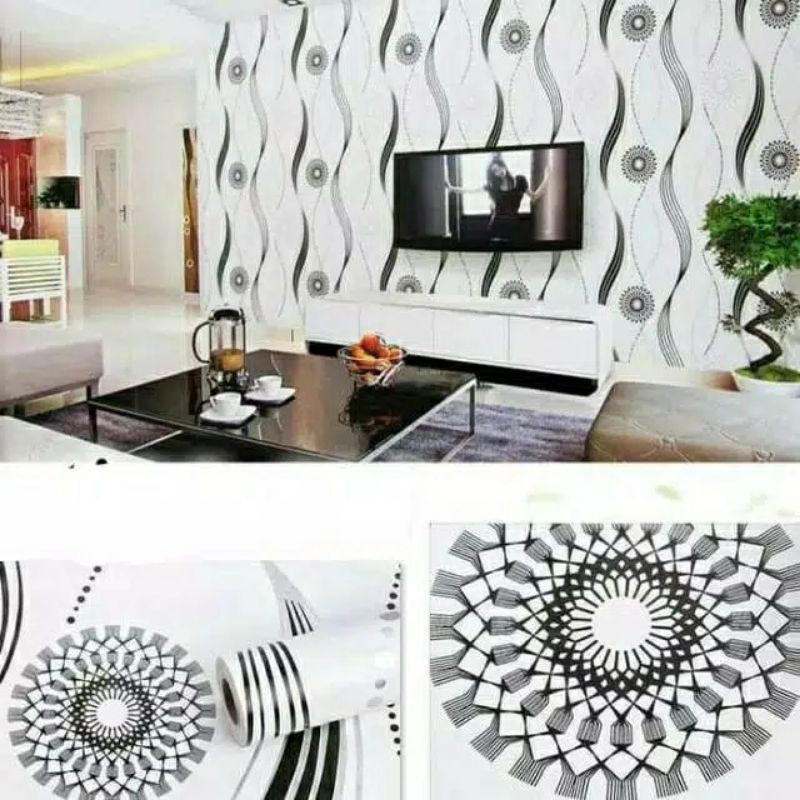 Wallpaper Dinding Motif Cakra Hitam 10m x 45cm