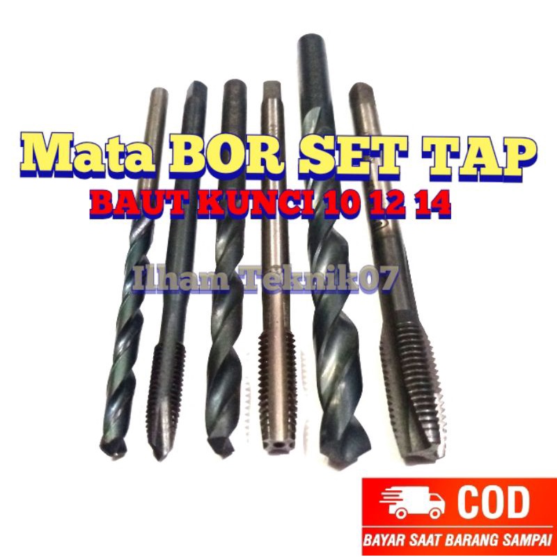 handtap tap set bor tap baut kepala kunci 10 12 14 pembuat DRAT ulang Tap drat 10 12 14