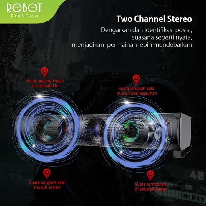 SPEAKER ROBOT RS300 SOUNDBAR GAMING RGB LIGHTING EFFECT GARANSI RESMI