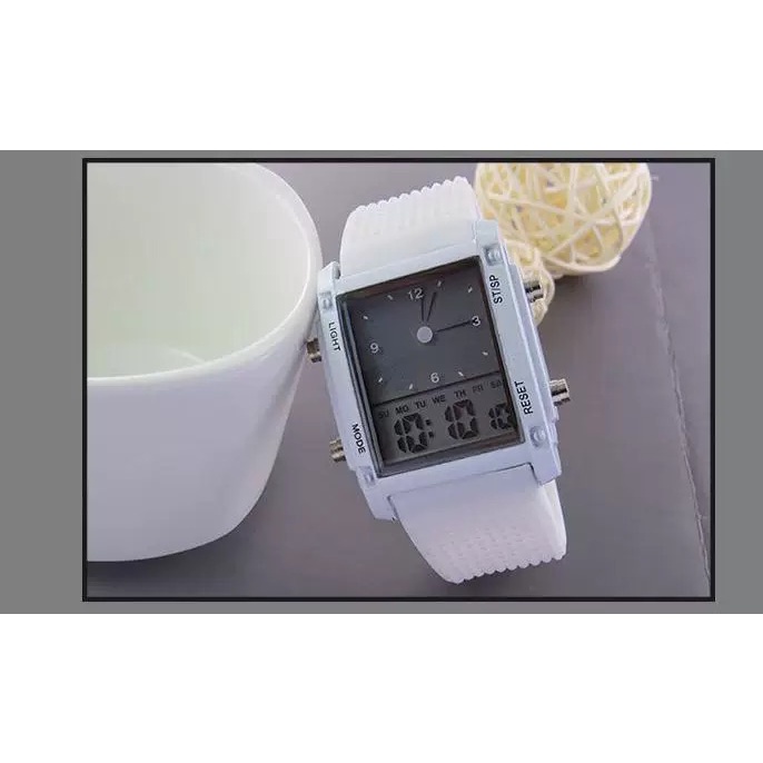 Jam Tangan Pria Wanita Dual Digital 5 LED Light Original Anti Air (FREE BOX)