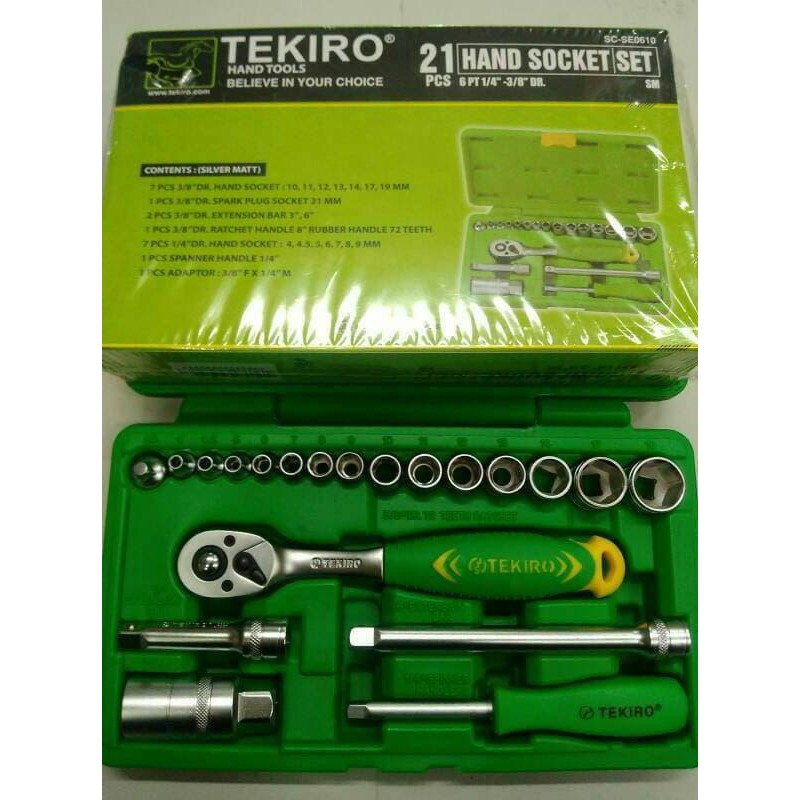 Kunci Sok Tekiro 21 Pcs Dr.1/4" - 1/8" Hand Socket Set Tekiro Original