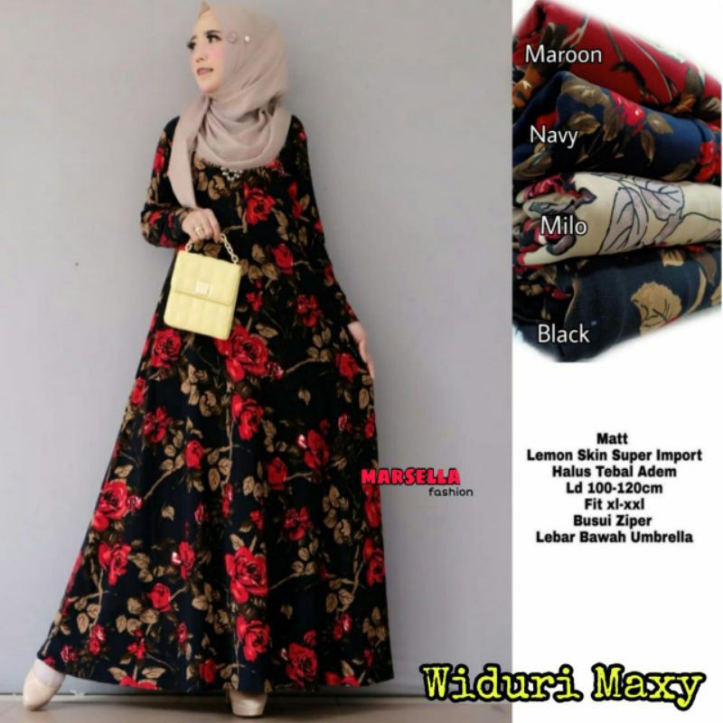 Widuri maxy / gamis motif bunga mawar cantik ori Marsella solo Surakarta