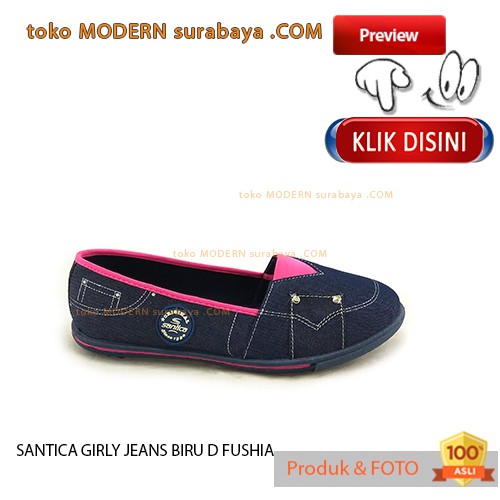 SANTICA GIRLY JEANS BIRU D FUSHIA sepatu wanita flat slip on