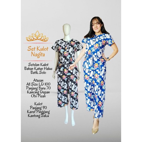 ASMARA - Setelan Kulot Batik Wanita - Set Atasan Bawahan Celana Batik