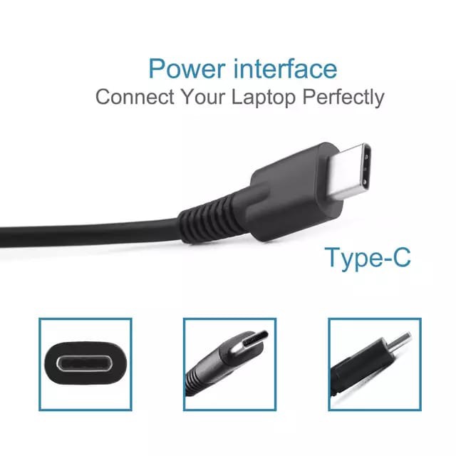 ORIGINAL ADAPTOR UNIVERSAL USB TYPE C LAPTOP LENOVO ASUS HP DELL MACCBOOK KOMPATIBBLE SEMUA TYPE C