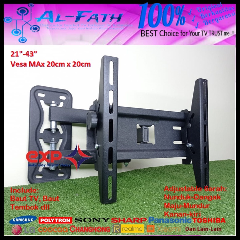 Bracket TV COOCAA 14 s/d 43 inch 6 ARAH FULL BESI SUPER KOKOH GARANSI 100% ORI