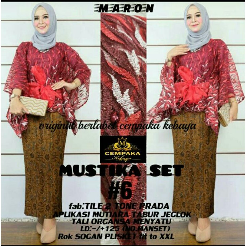 Mustika Setelan Kebaya Ori Cempaka / Busana Muslim Solo / Original Kebaya