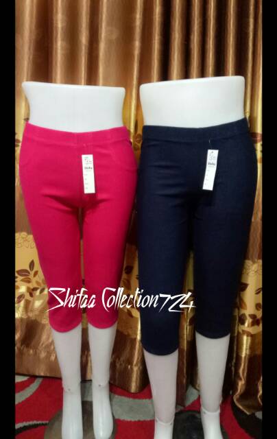 Celana Pendek Wanita Dewasa / Celana Legging Murah / Celana Leging Denim / Celana Leging Pendek 7/8 (BB 40-60 Kg - Dewasa)