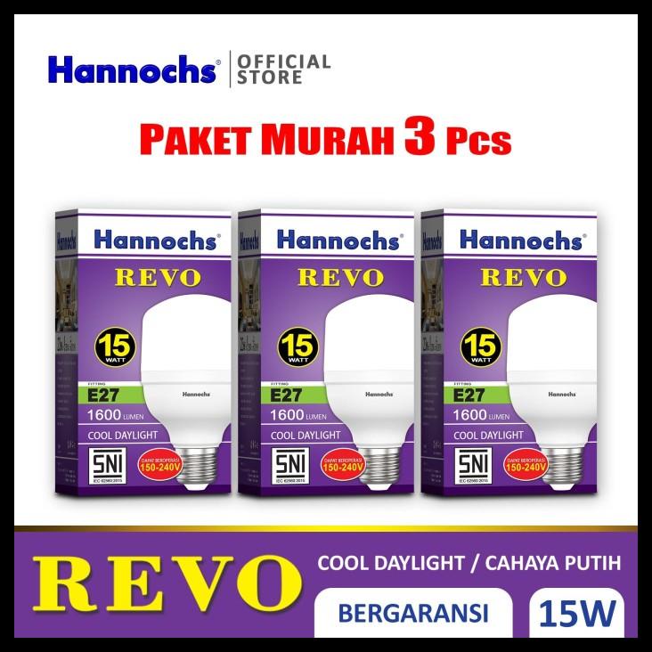Hannochs Lampu Led Revo 15 Watt Cahaya Putih Paket Murah 3 Pcs
