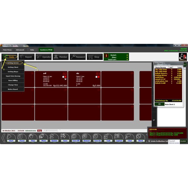 Software Billing Warnet Sumbrero R4 Terbaru Murah Full