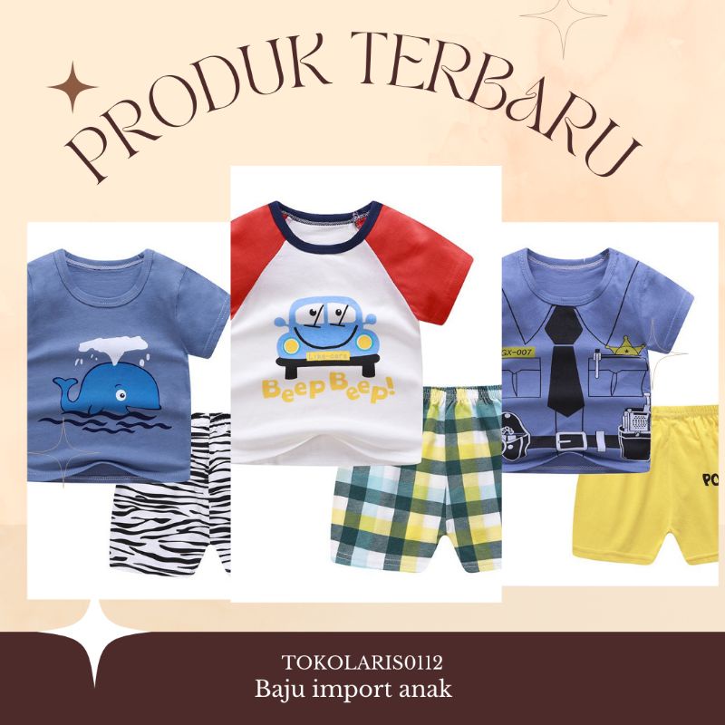 Toko laris_ Baju Import Setelan Anak 0-3 Tahun Baju Setelan Piyama Anak Cewek Cowok