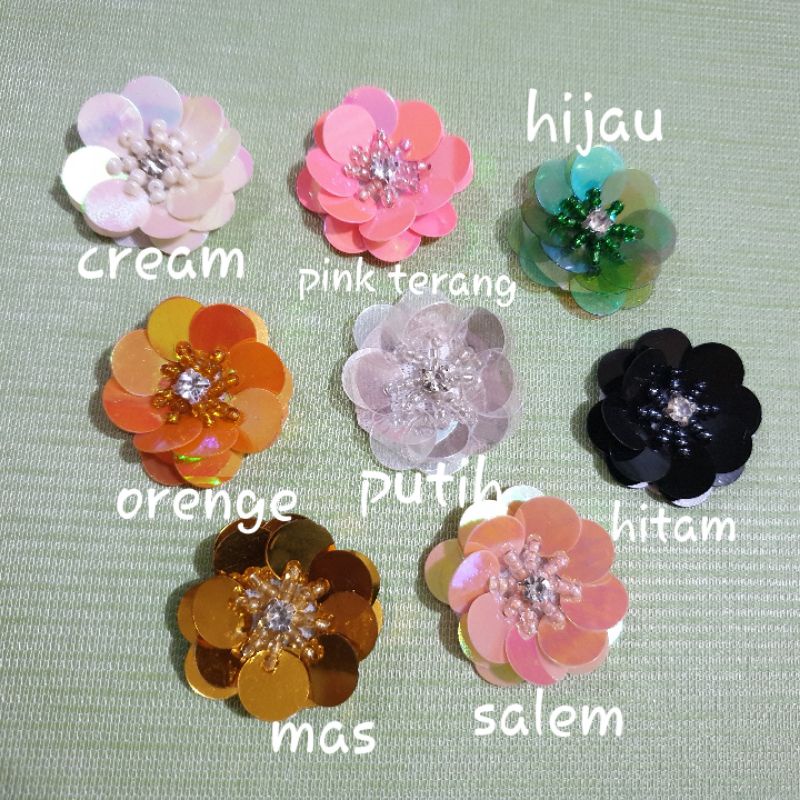 Bunga Payet Teratai 3 cm /per 6 pcs