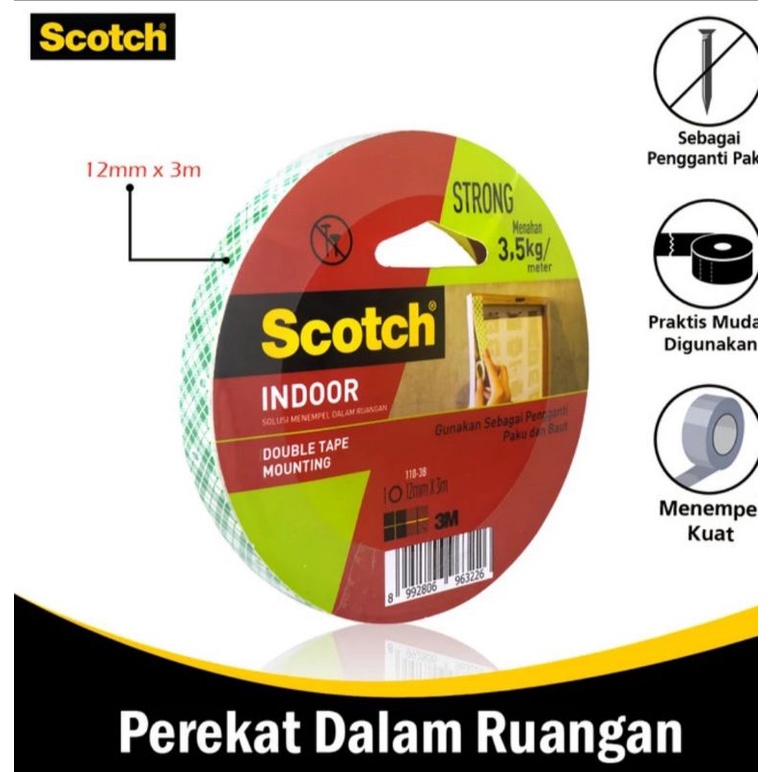 

3M Double tape mounting - dabel tip khusus tembok ukuran 12mm x 3 mtr