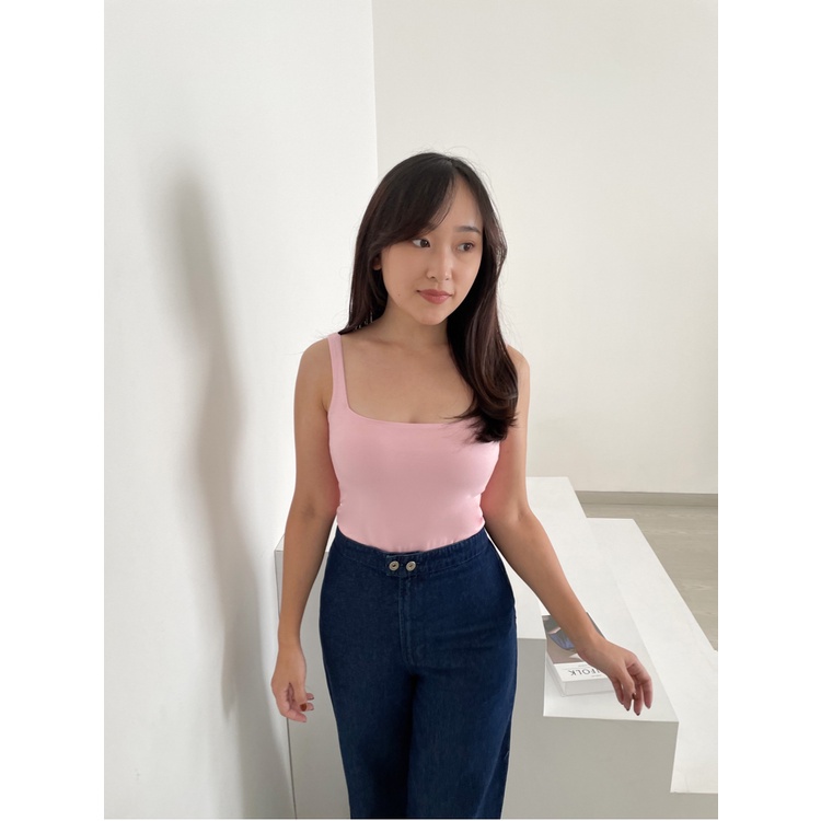 T-0255 Tanktop Square Basic Stretch-PINK