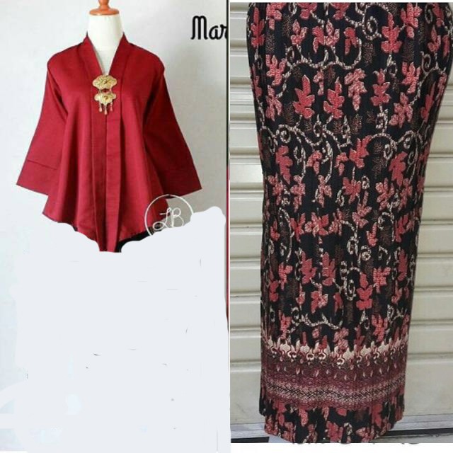 Stelan Kebaya Kutubaru Luna Maroon + rok plisket